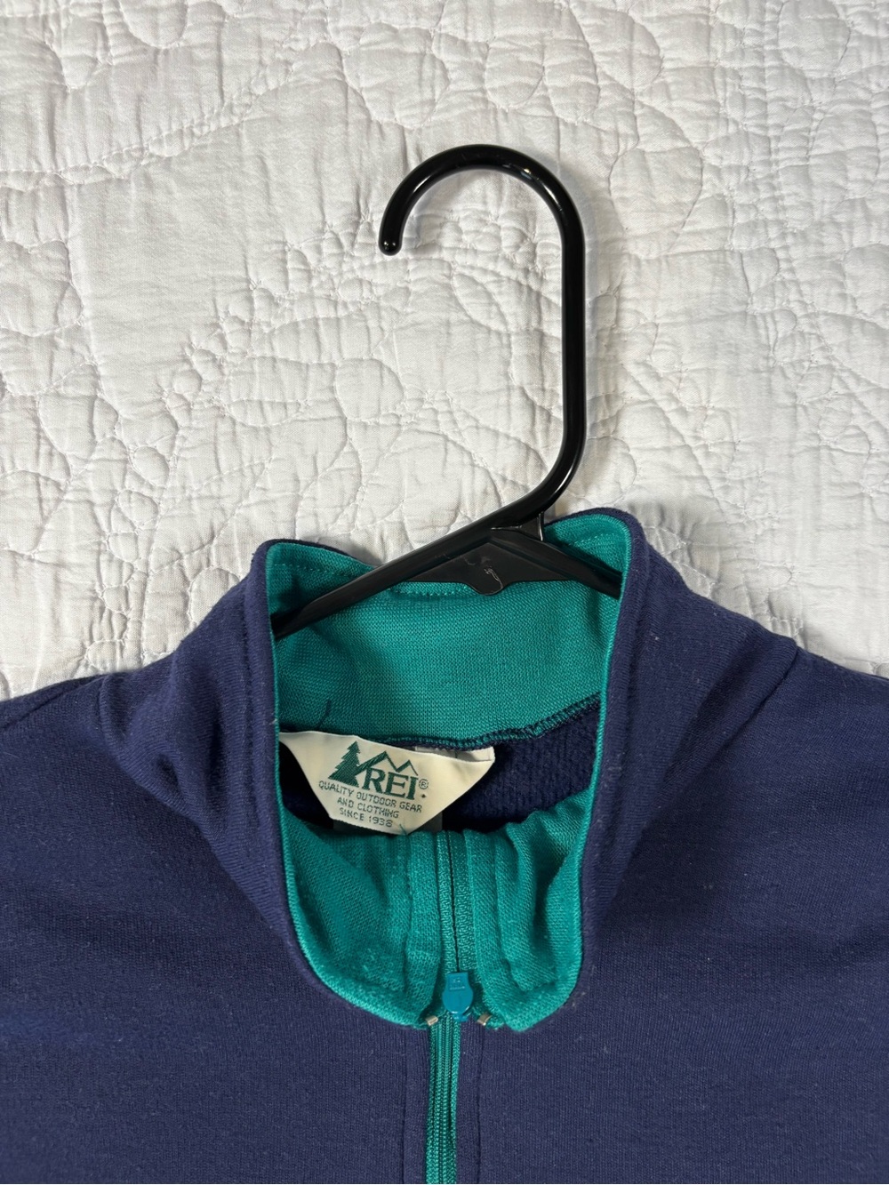 REI Navy Zip-Up Sweatshirt with Teal Lining